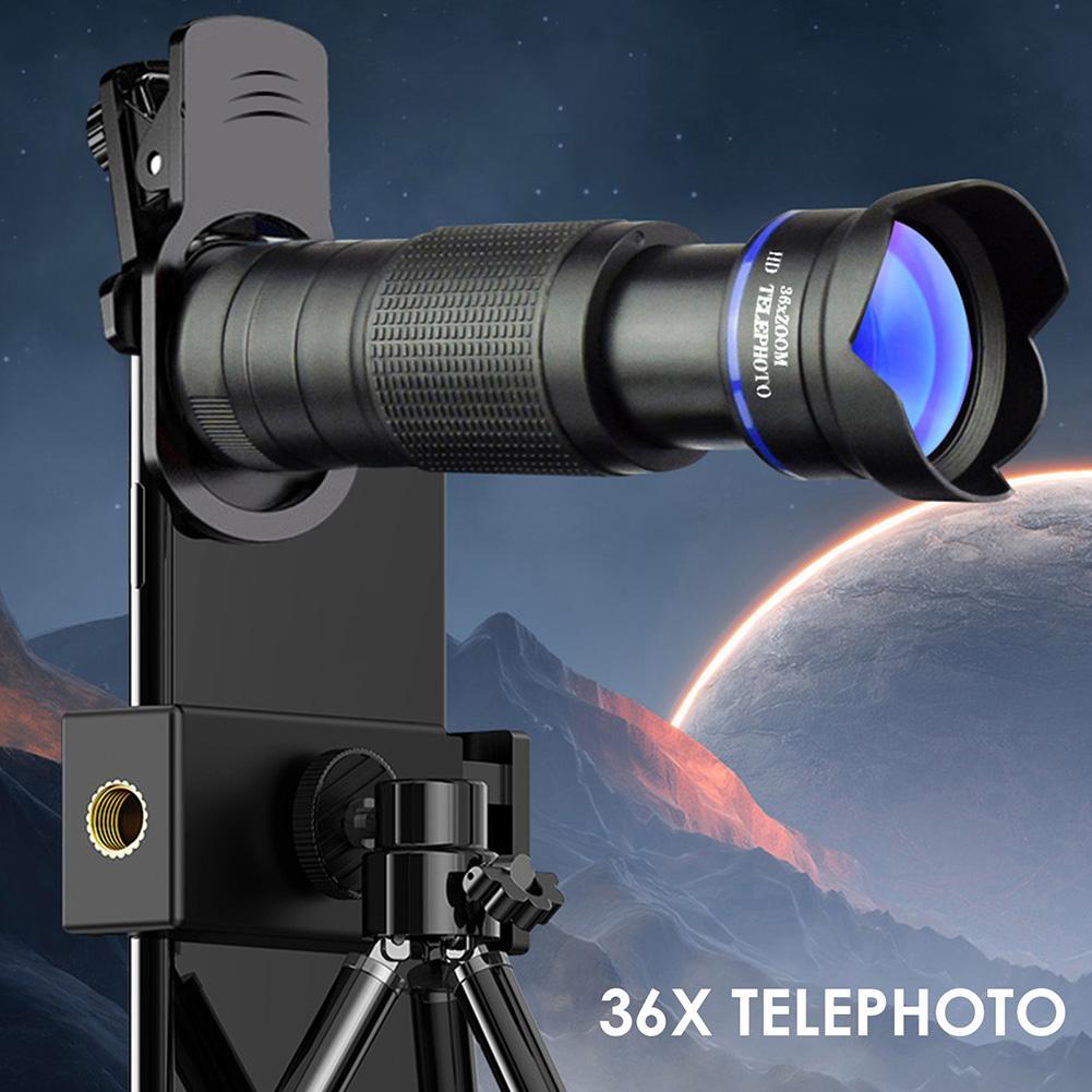 스마트폰용 망원 렌즈 36X, 강력한 줌 단안 밀리터리 쌍안경 관광 망원경 카메라 스코프 장거리